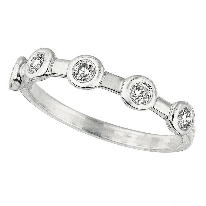 For Sale:  0.30 Carat 5 Stone Natural Diamond Bezel Set Ring Band G SI 14K White Gold 2
