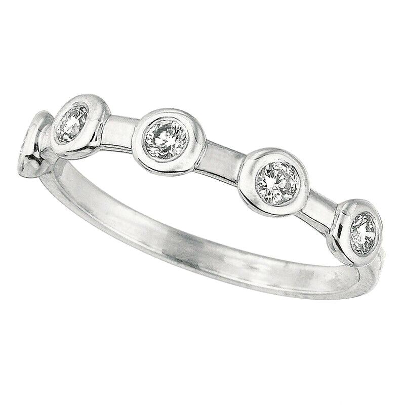 For Sale:  0.30 Carat 5 Stone Natural Diamond Bezel Set Ring Band G SI 14K White Gold