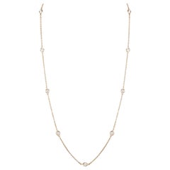 0.30 Carat 9 Station Diamond by the Yard Necklace 14 Karat Rose Gold