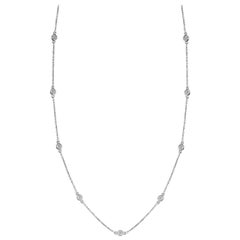 0.30 Carat 9 Station Diamond by the Yard Necklace 14 Karat White Gold