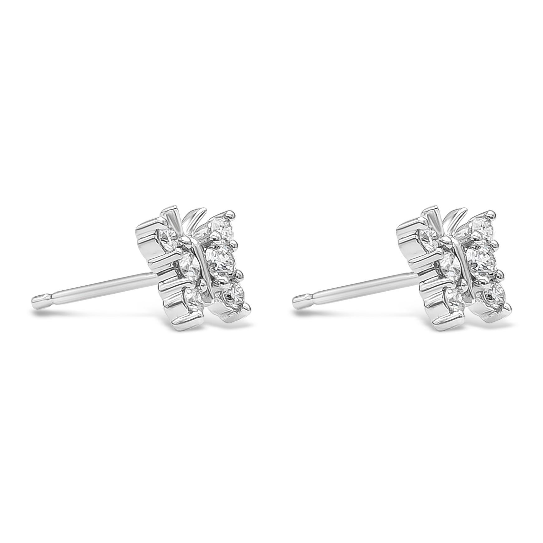 Contemporary 0.30 Carat Brilliant Round Cut Diamonds Butterfly Fashion Stud Earrings For Sale