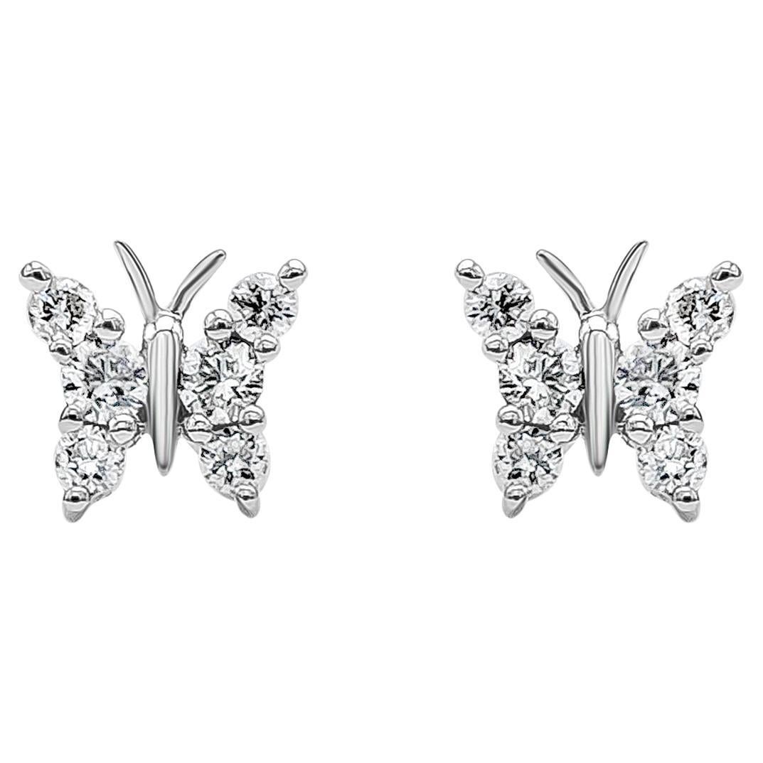 0,30 quilates Diamantes talla redonda brillante Pendientes de moda mariposa