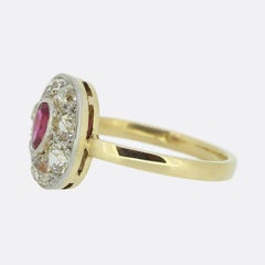 0.30 Carat Burmese Ruby and Diamond Cluster Ring