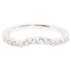 0.30 Carat Curved Vintage Round White Diamond Eternity Band 14 Carat White Gold