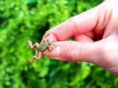 Demantoid Garnet and Ruby 15k Yellow Gold Frog Brooch Circa 1880