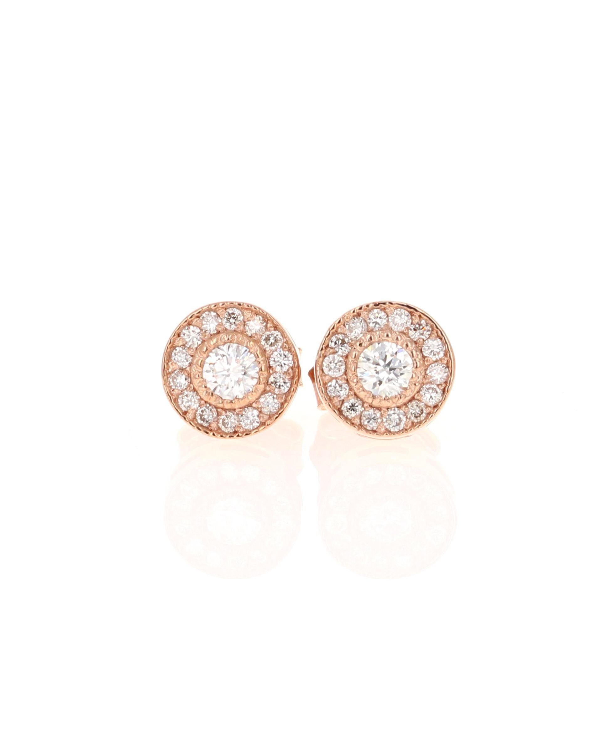 This unqiue design of diamond earrings has 30 Round Cut Diamonds that have 0.30 carats and a clarity and color of VS-H. 
They are set in 14 Karat Rose Gold and weigh 1.2 grams

The width of the earrings are 7 mm. 



