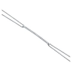 Bracelet à double chaîne en or blanc 14 carats avec barre de diamants de 0,30 carat, Shlomit Rogel