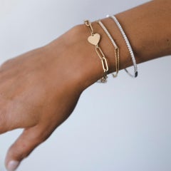 0.30 Carat Diamond Bar Double Chain Bracelet in 14K Yellow Gold, Shlomit Rogel