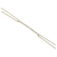 0.30 Carat Diamond Bar Double Chain Bracelet in 14K Yellow Gold, Shlomit Rogel