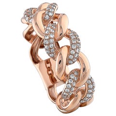 0.30 Carat Diamond Cuban Ring 18K Rose Gold Fashion Ring Round Cut Diamond Ring