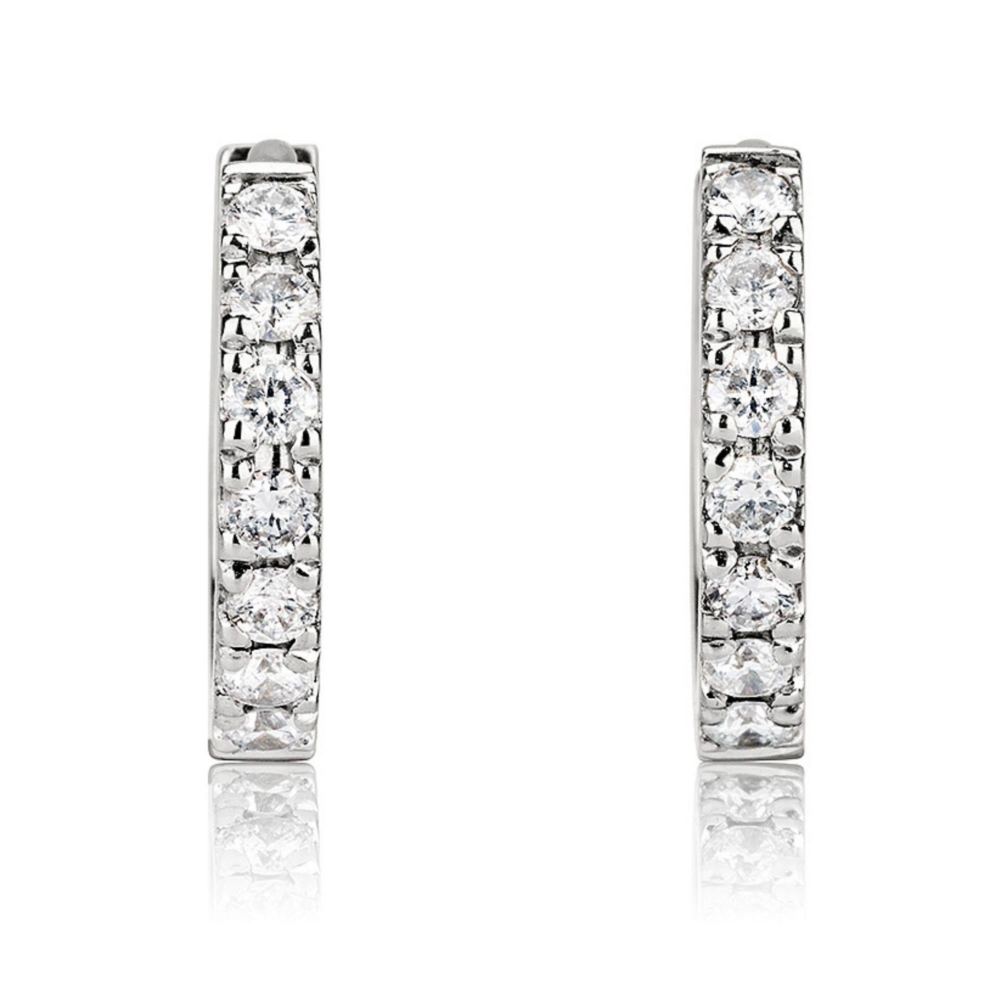 0.30 Carat Diamond Huggie Hoop Earrings in 14K White Gold - Shlomit Rogel

A staple in every woman's jewelry collection - classic diamond hoop earrings. Handcrafted from 14k white gold with a row of pave set genuine diamonds totaling 0.30 carat,