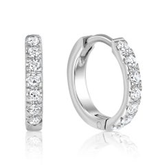 0.30 Carat Diamond Huggie Hoop Earrings in 14K White Gold - Shlomit Rogel