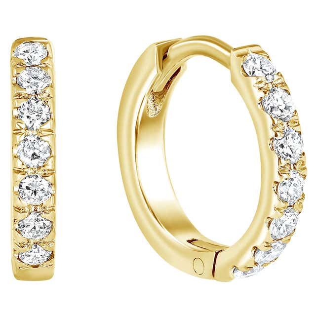 0.10 Carat Diamond Huggie Hoop Earrings in 14k Yellow Gold - Shlomit ...