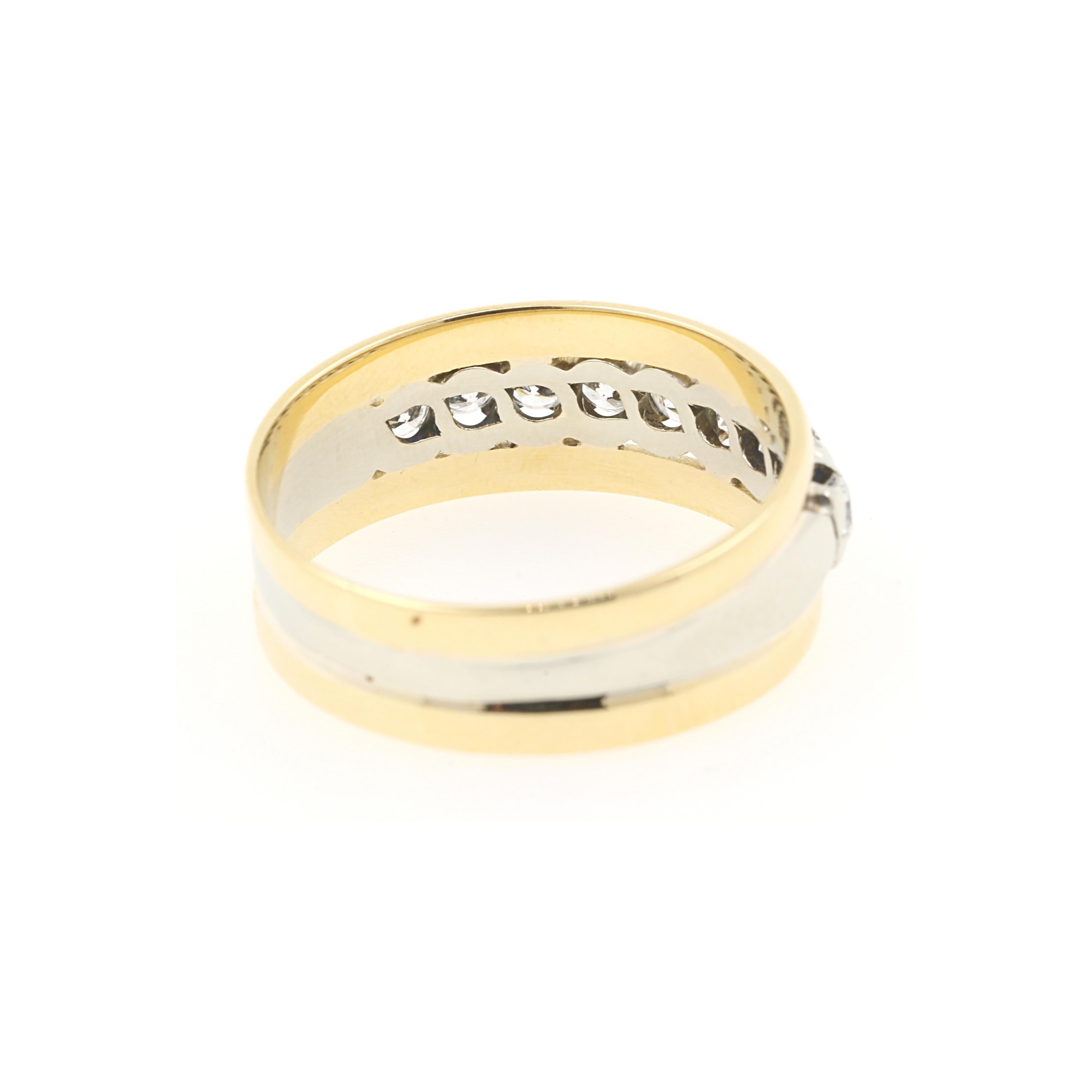 Round Cut 0.30 Carat Diamonds on 18 Karat Yellow and White Gold Wedding Band