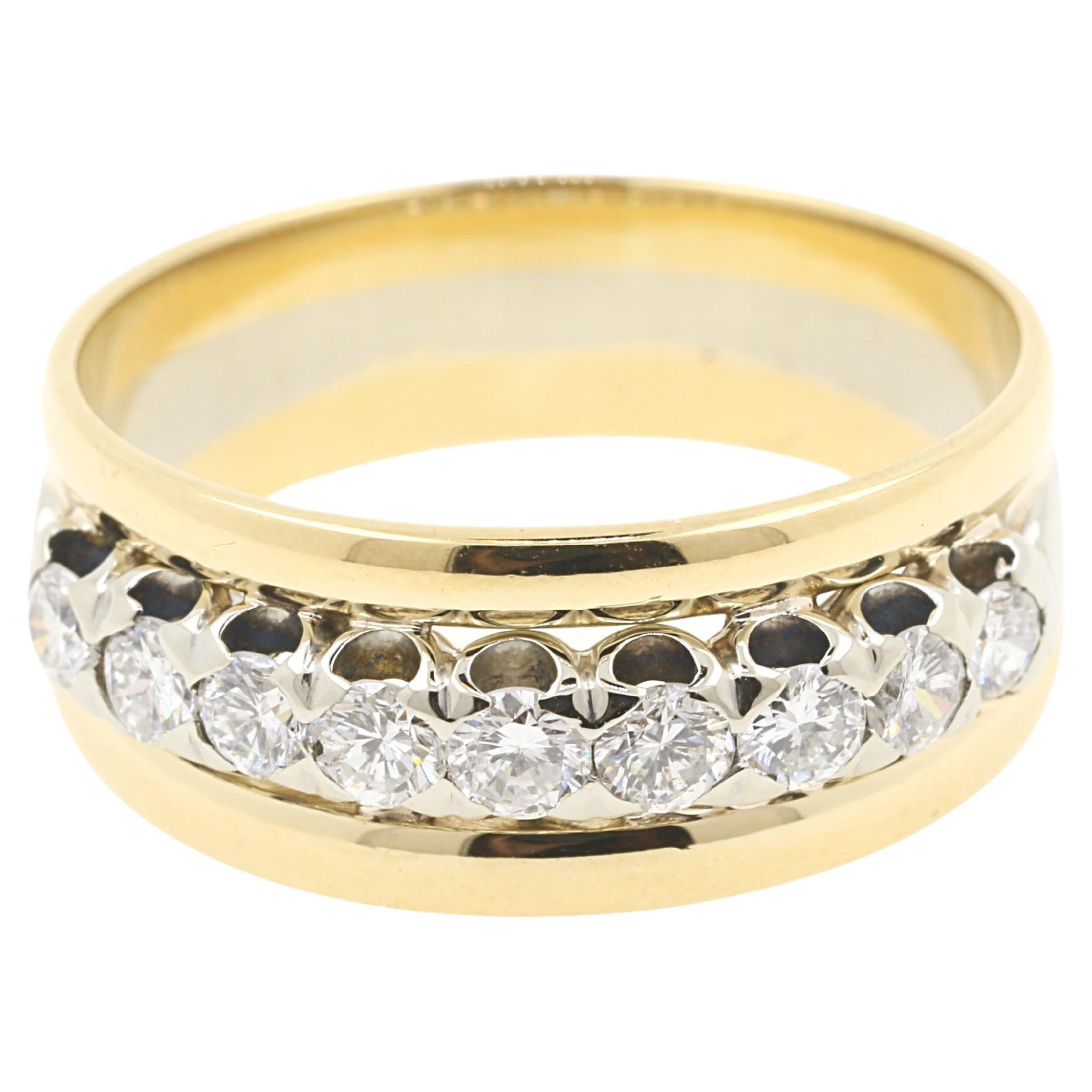 0.30 Carat Diamonds on 18 Karat Yellow and White Gold Wedding Band