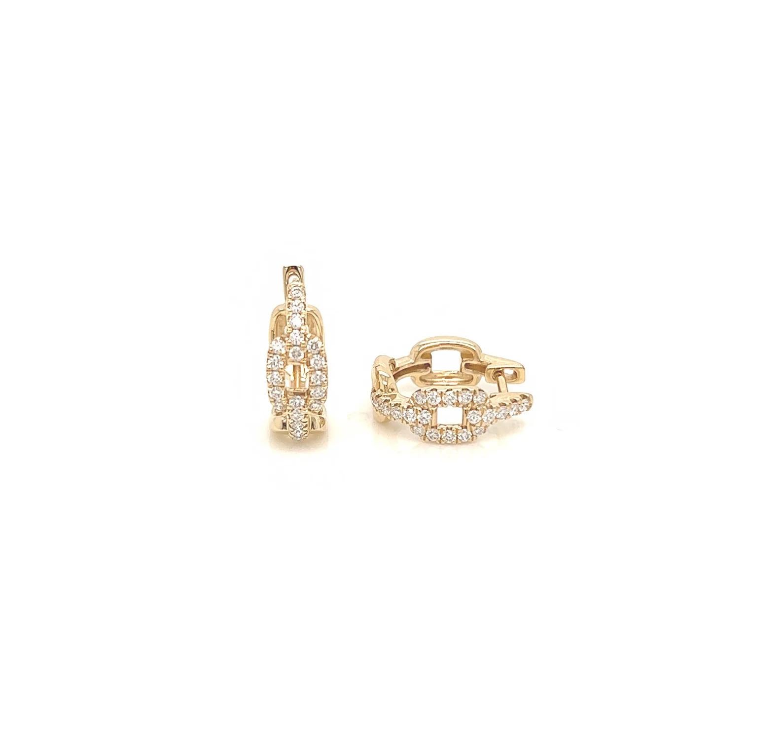 0.30 Carat Diamond Pave-Set Hoop Earrings in 14K Yellow Gold

Excellent as a gift for many occasions as anniversary, graduation, Christmas, birthday, etc. The buckle shape design is unique and dazzling, elegant and sophisticated for the practical