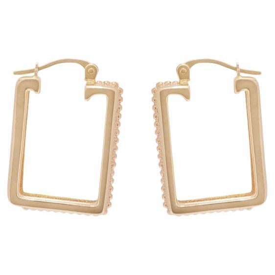 Pendientes de oro con aro cuadrado de diamantes de 0,30 quilates Contemporáneo en venta