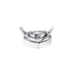 0.30 Carat E-F Color VS Diamond Heart 18K White Gold Chaine Pendant