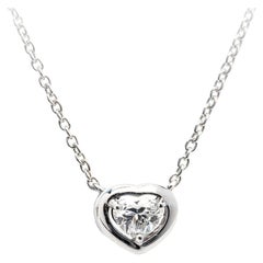 0.30 Carat E-F Color VS Diamond Heart 18K White Gold Chaine Pendant