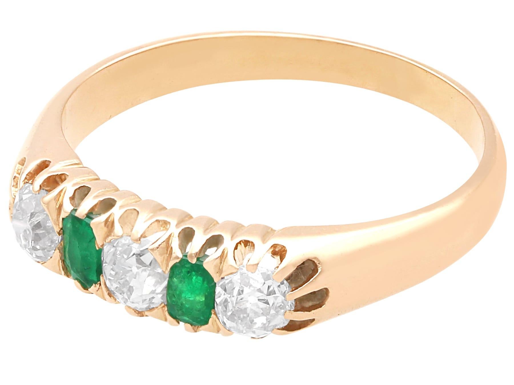 Anello con smeraldo da 0,30 carati e diamante da 0,60 carati in oro giallo 14k Circa 1925 In condizioni ottime in vendita a Jesmond, Newcastle Upon Tyne