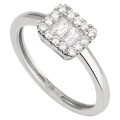 0.30 Carat Emerald Cut Halo Diamond Ring in 18K White Gold, Shlomit Rogel