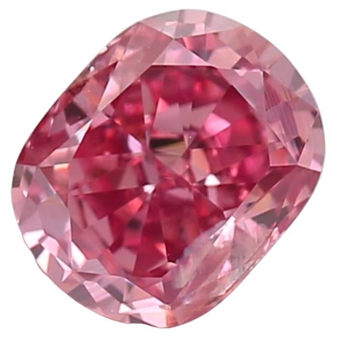0.30 Carat Fancy Deep Orangy Pink Cushion Cut Diamond I1 Clarity GIA Certified For Sale