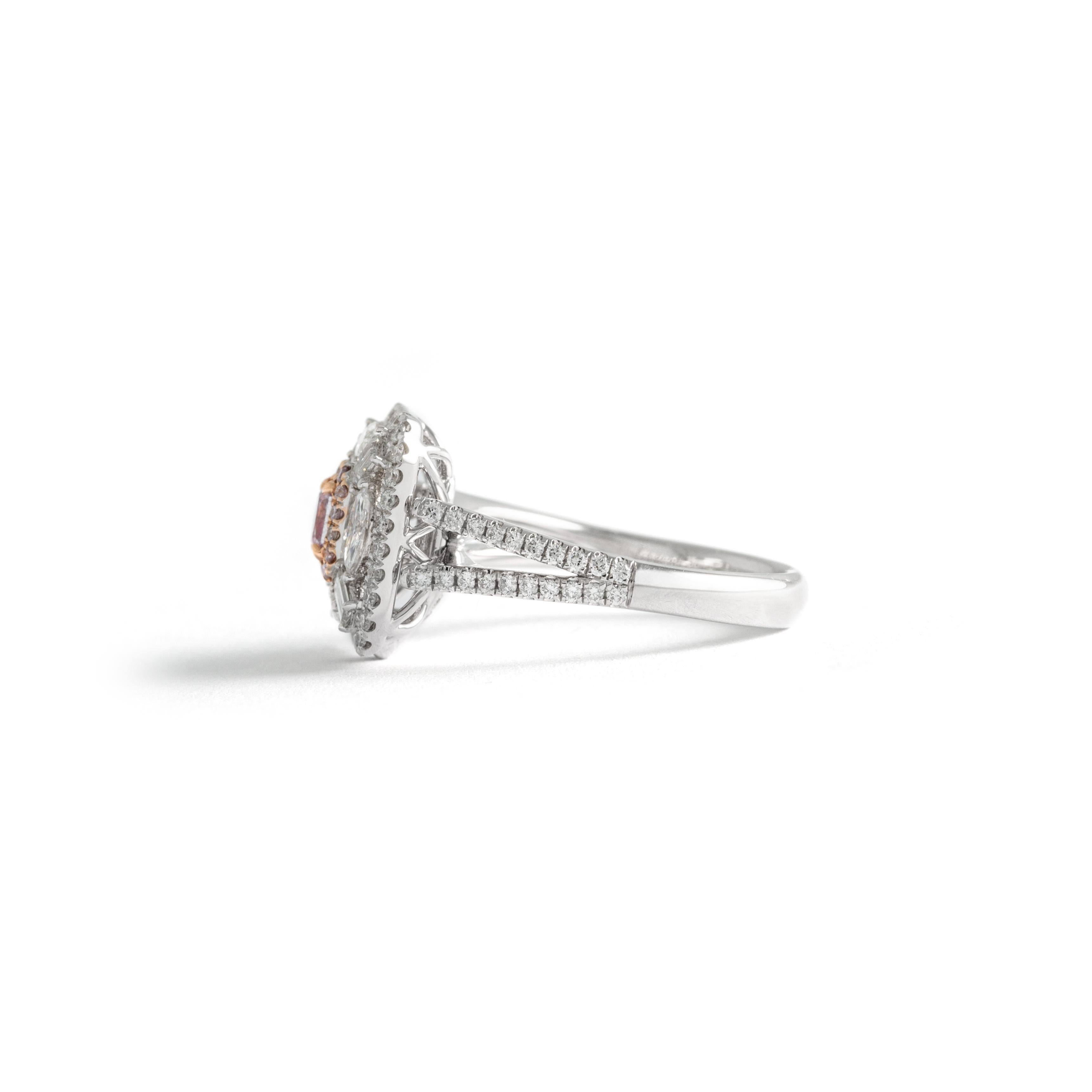 0.30 carat Fancy Pink Purple 18K White Gold Ring For Sale 2
