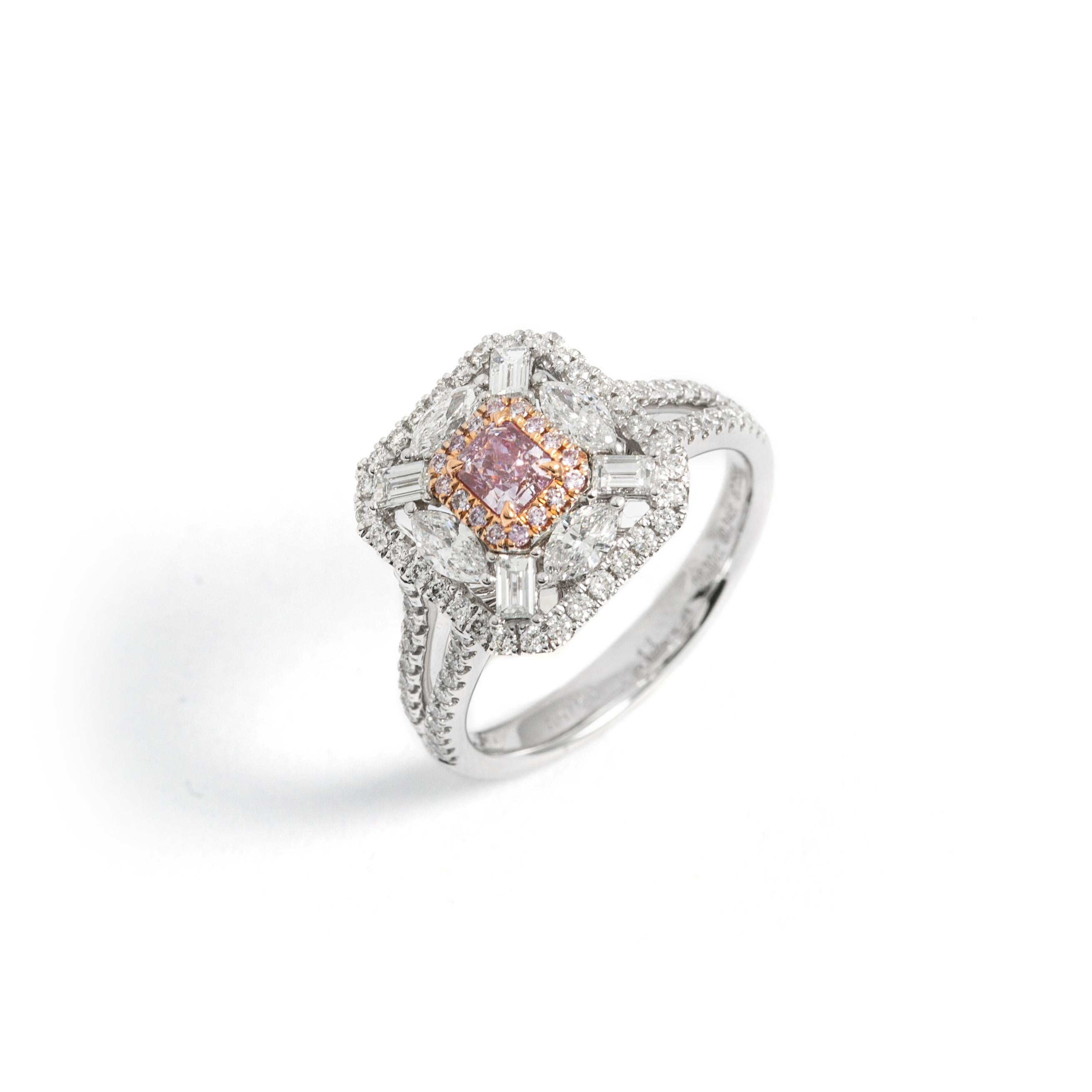0.30 carat Fancy Pink Purple 18K White Gold Ring For Sale 3