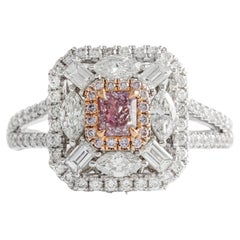 Bague en or blanc 18K de 0,30 carat rose pourpre fantaisie