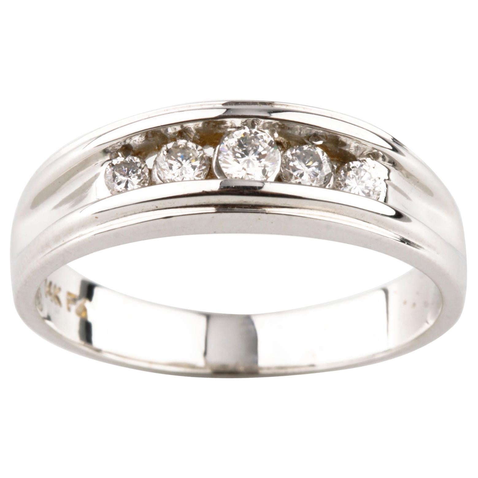 0.30 Carat Five-Stone Round Diamond Engagement Ring in White Gold