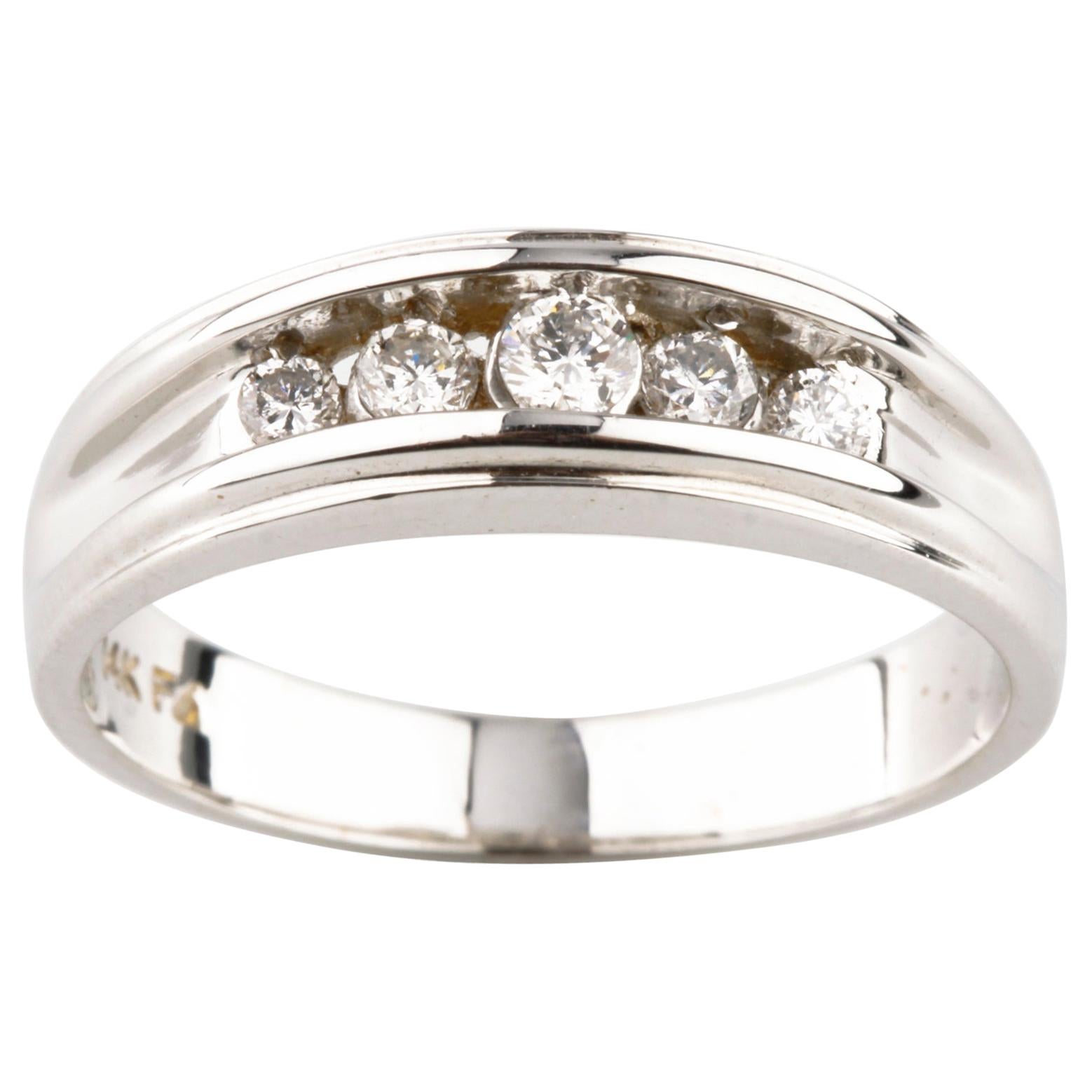 0,30 Karat fünfsteiniger runder Diamant-Verlobungsring aus Weißgold mit Diamanten im Angebot