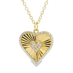 0.30 Carat Heart Shape Diamond Pendant Necklace 18K Yellow Gold