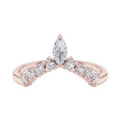 0.30 Carat Marquise and Round Cut Diamond Ring in 14k Rose Gold, Shlomit Rogel
