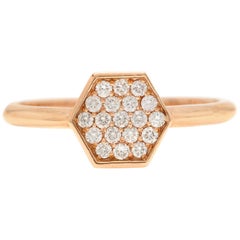 Anillo de oro rosa macizo de 0,30 quilates de diamante natural de 14 quilates