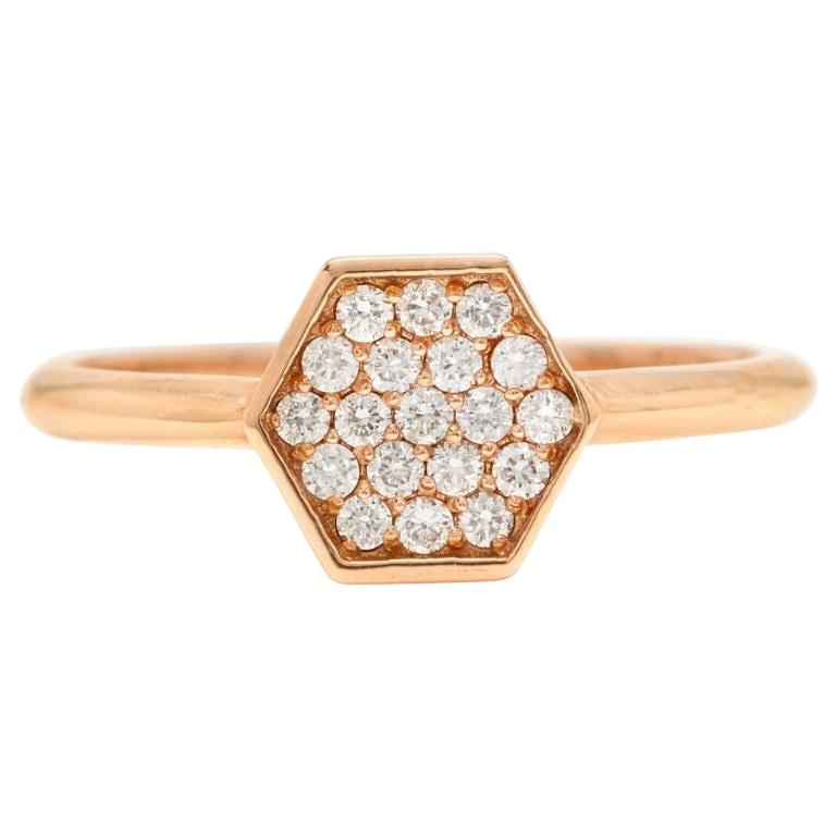 Anneau en or rose massif 14 carats avec diamants naturels de 0,30 carat