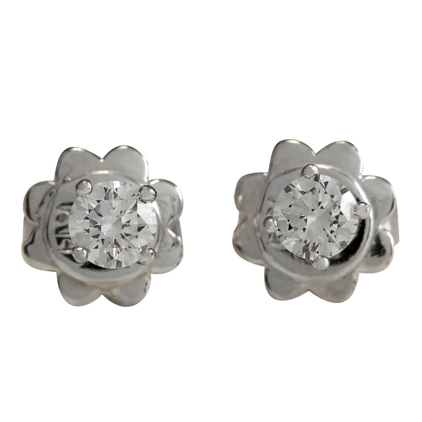 Diamond Stud Earrings In 14 Karat White Gold  For Sale