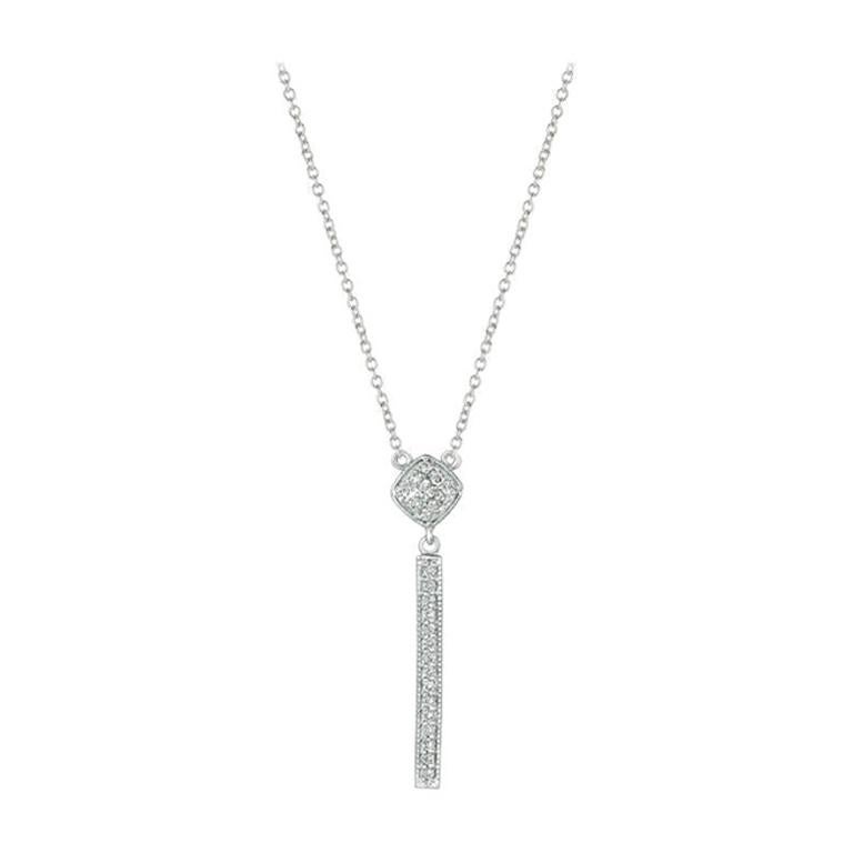 0.30 Carat Natural Diamond Bar Drop Necklace Pendant 14 Karat White Gold G SI