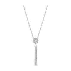 0.30 Carat Natural Diamond Bar Drop Necklace Pendant 14 Karat White Gold G SI