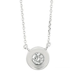 Colgante de oro blanco de 14 quilates con bisel de diamantes naturales de 0,30 quilates