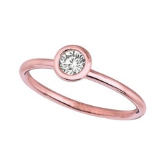 Bague en or rose 14 carats sertie d'un diamant naturel de 0,30 carat serti sur le chaton G SI