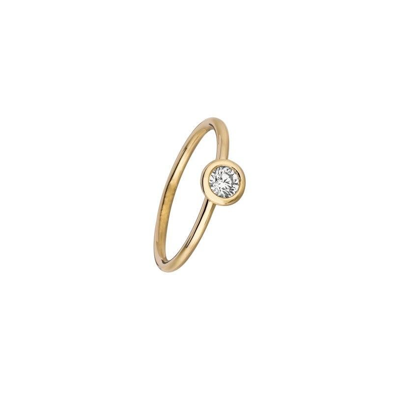 Im Angebot: 0,30 Karat natürlicher Diamant in Lünette gefasster Ring G SI 14 Karat Gelbgold () 2
