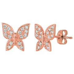 0.30 Carat Natural Diamond Butterfly Earrings G SI 14 Karat Rose Gold