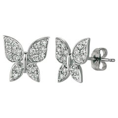 Pendientes Mariposa Diamante Natural 0,30 Quilates G SI Oro Blanco 14 Kilates
