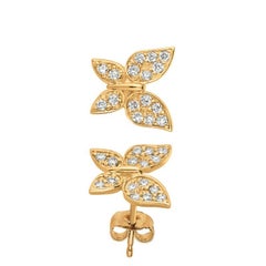 0.30 Carat Natural Diamond Butterfly Earrings G SI 14 Karat Yellow Gold