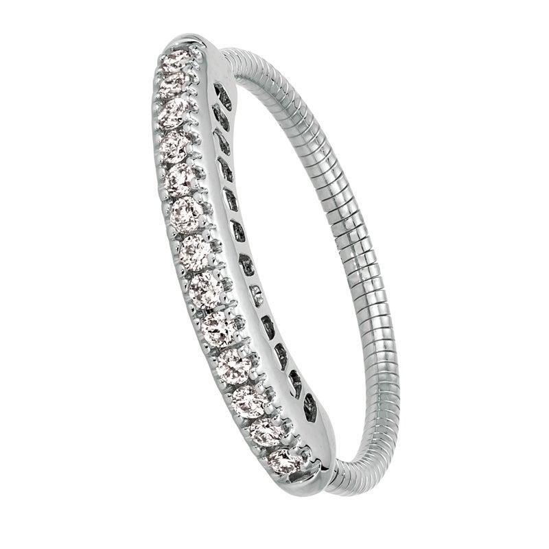 For Sale:  0.30 Carat Natural Diamond Stretchable Band G SI 14 Karat White Gold 4