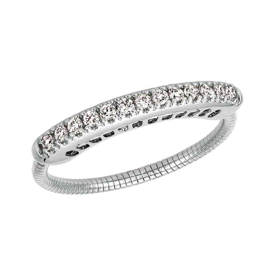 For Sale:  0.30 Carat Natural Diamond Stretchable Band G SI 14 Karat White Gold