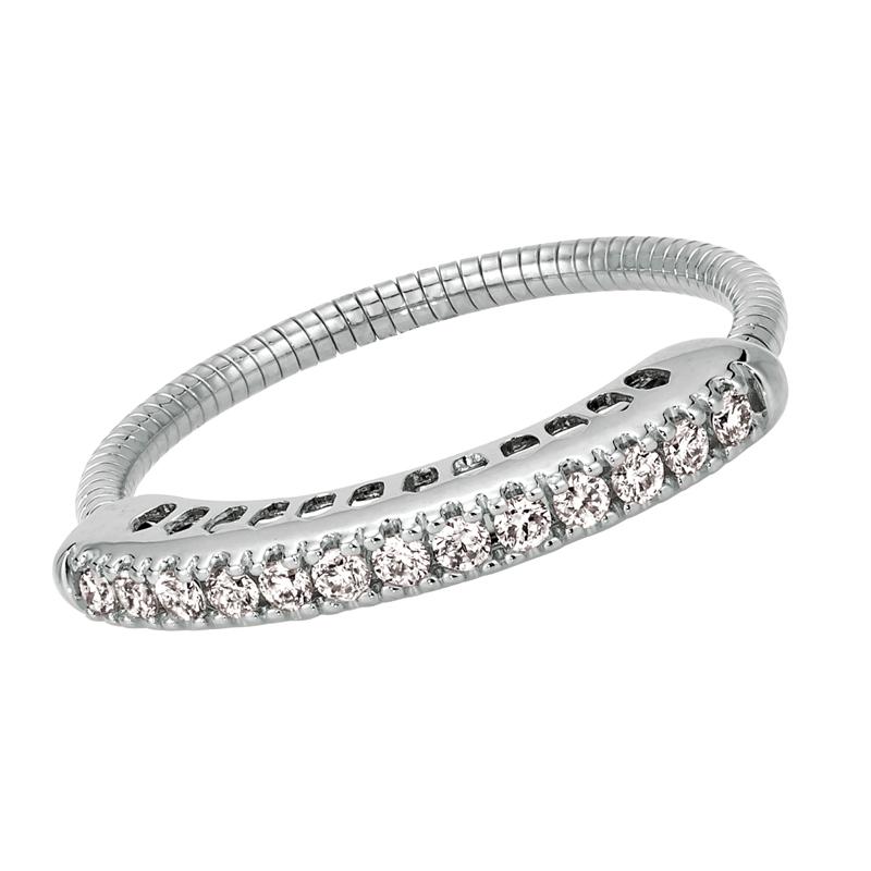Contemporary 0.30 Carat Natural Diamond Stretchable Band G SI 14 Karat White Gold For Sale