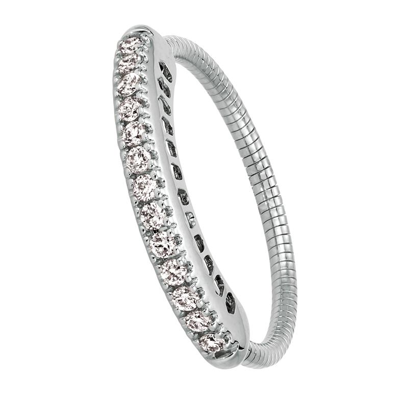 Round Cut 0.30 Carat Natural Diamond Stretchable Band G SI 14 Karat White Gold For Sale