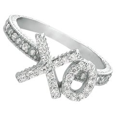 Bague XO en or blanc 14 carats avec diamants naturels de 0,30 carat G SI