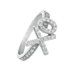 0.30 Carat Natural Diamond XO Ring G SI 14 Karat White Gold